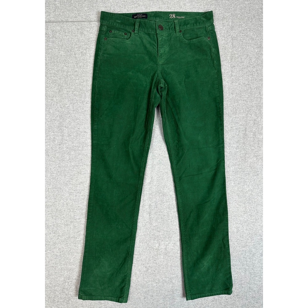 J Crew Matchstick Corduroy Pants Womens 28 Green Straight Leg Mid Rise